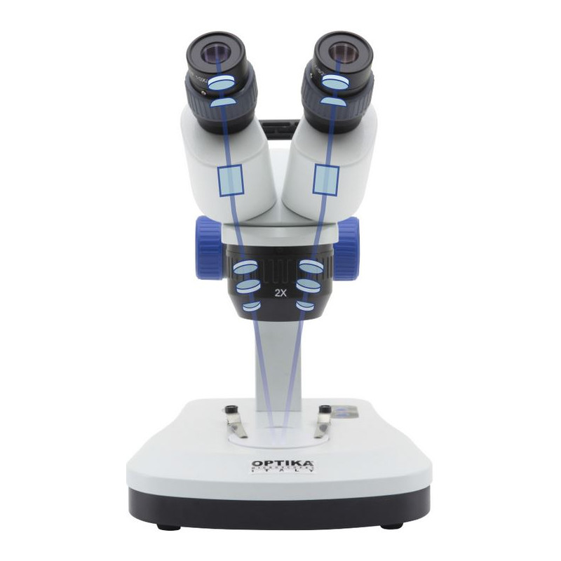 Microscope stéréoscopique Optika SFX-33, bino, 20x, 40x, fixe sur statif lourd