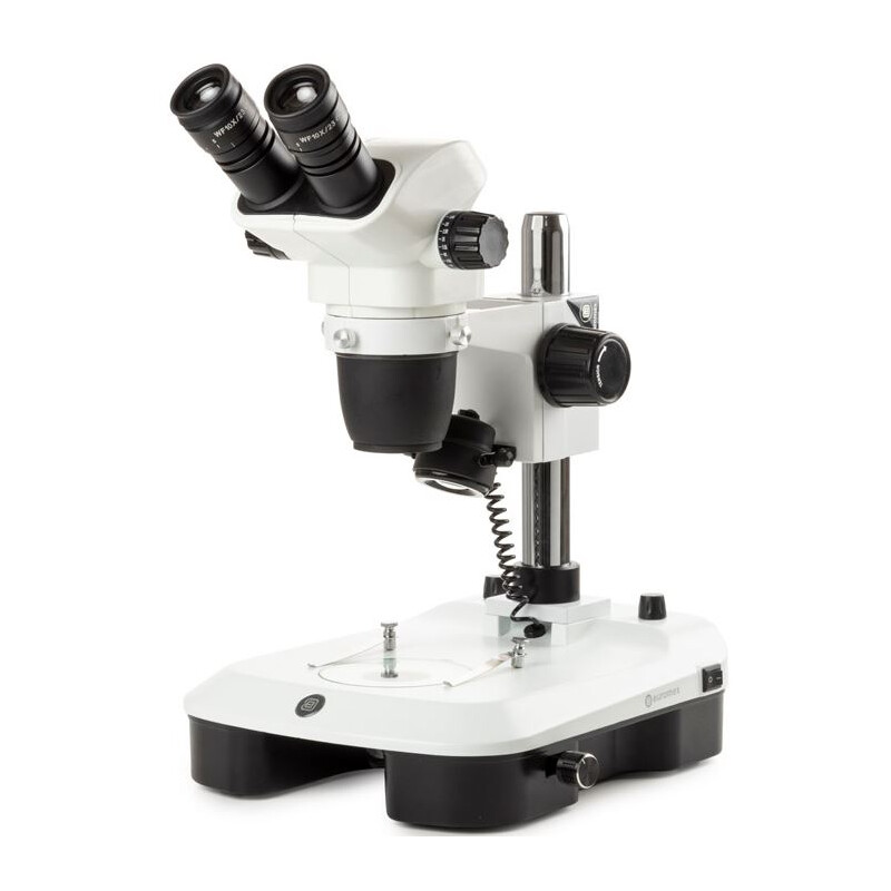 Microscope stéréo zoom Euromex NZ.1702-M, 6.5-55x, Säule,  Auf-u. Durchlicht, bino, Spiegel f. Dunkelfeld, Embryologie