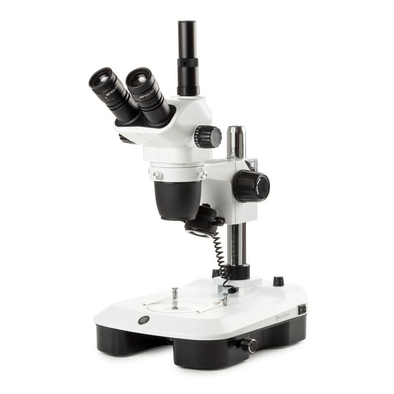Microscope stéréo zoom Euromex NZ.1903-M, 6.7-45x, Säule,  Auf-u. Durchlicht, trino, Spiegel f. Dunkelfeld, Embryologie