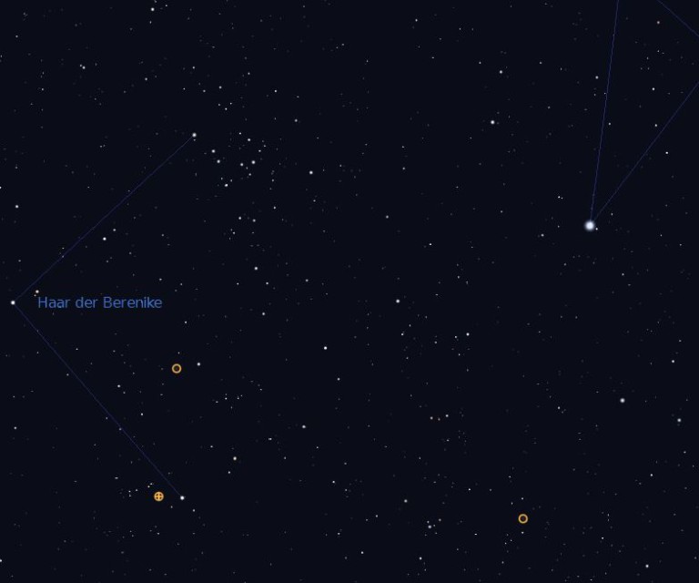 Melotte 111 : c’est avec des jumelles d’un grossissement de 7x à 8x que l’on obtient la plus belle impression.