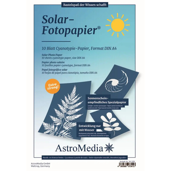 AstroMedia Kit : papier photo solaire DIN A4, lot de 10 feuilles