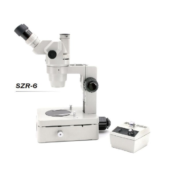 Optika Microscope stéréo zoom trinoculaire SZR-6, pied éclairé, 1 éclairage