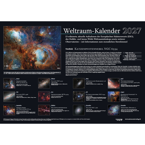 Calendrier Astronomie-Verlag Weltraum-Kalender 2027