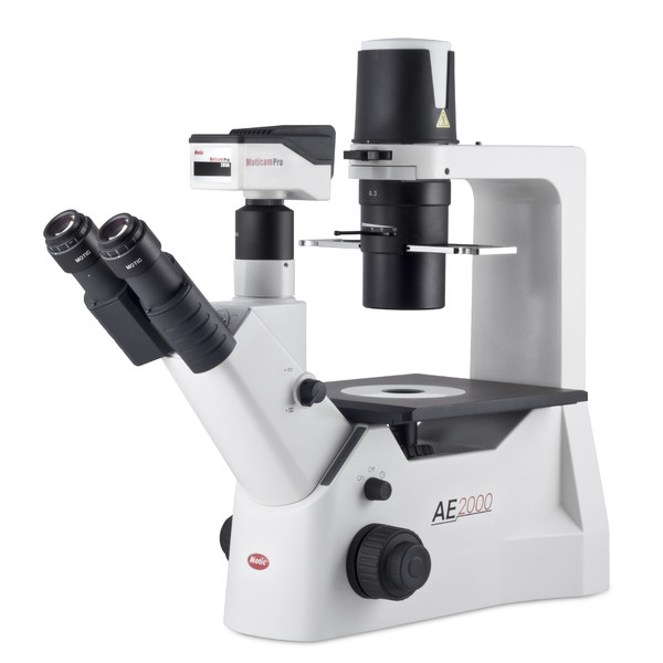 Microscope inversé Motic AE2000 trino, infinity, 40x-400x, phase, Hal, 30W