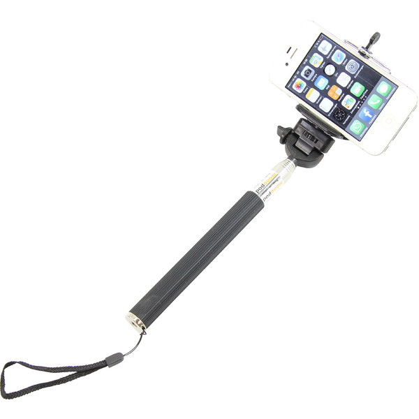 Monopied en aluminium Selfie-Stick für Smartphones und kompakte Fotokameras, schwarz