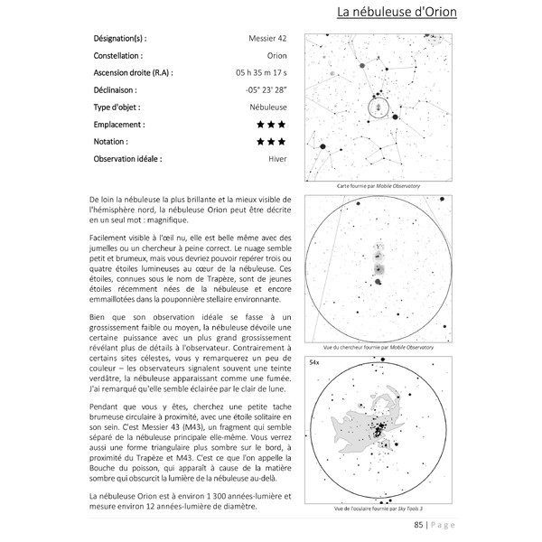 Orion Guide d'observation au télescope