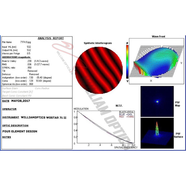 Lunette apochromatique William Optics AP 71/350 WO-Star 71 Blue OTA