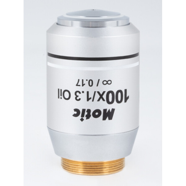 Objectif Motic CCIS® Plan FLUOR Objektiv PL UC FL, 100X / 1.3 (Feder/Öl), wd 0.1mm, infinity