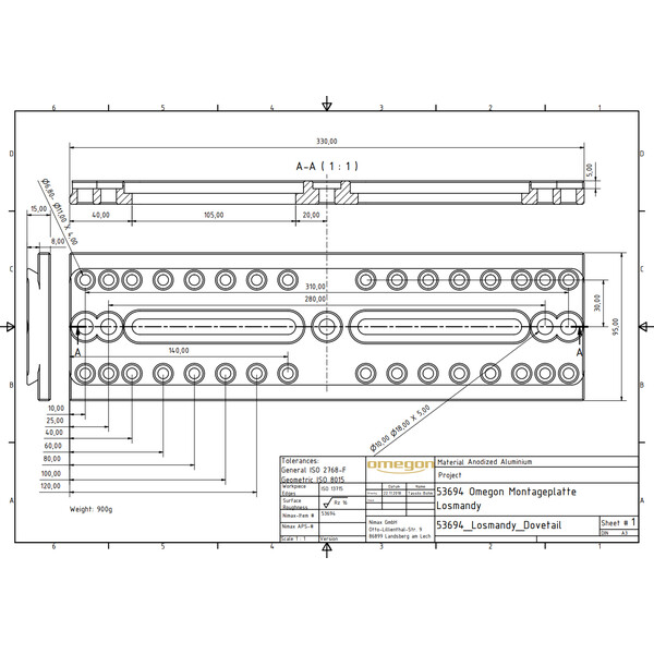 Omegon Rail de montage long (Losmandy-Style)