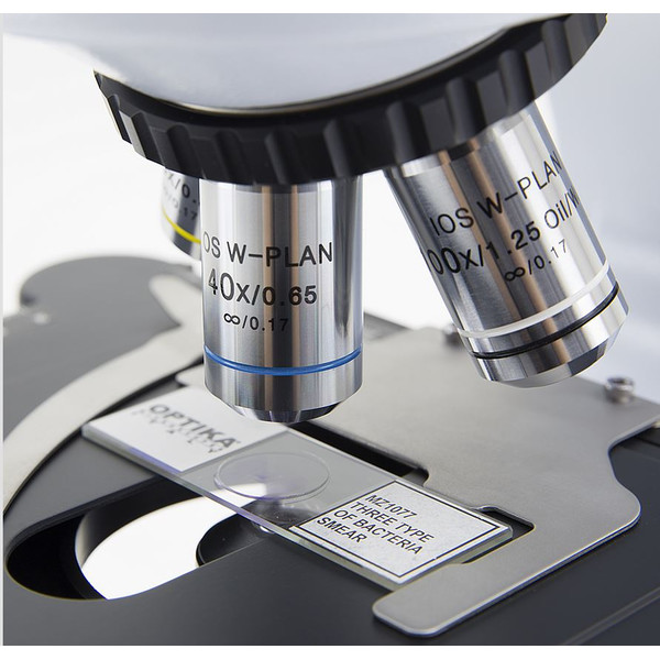 Microscope Optika B-510-2, diskussion, trino, 2-head, IOS W-PLAN, 40x-1000x, EU