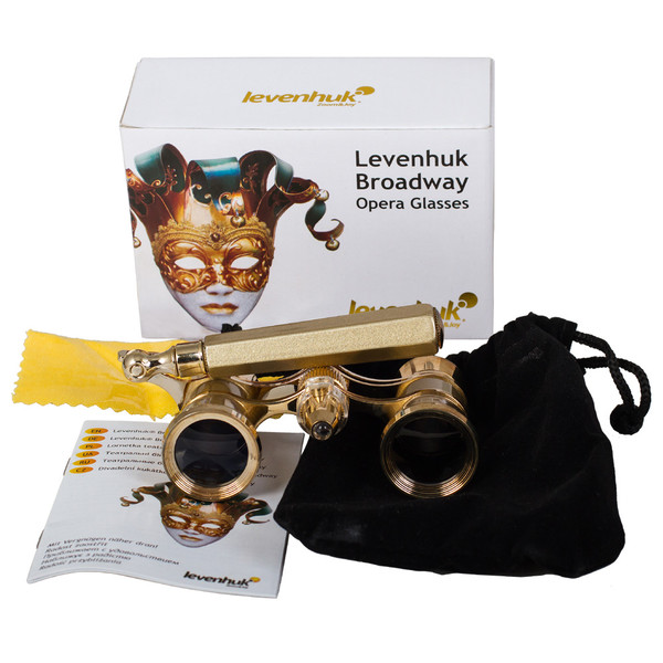 Jumelles de théâtre Levenhuk Broadway 3x25 or avec lorgnette et lampe LED