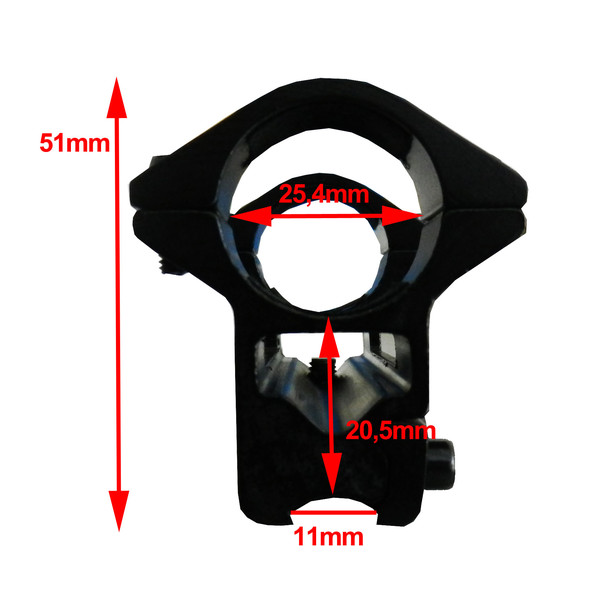 Seben Montage Lunette Visée 25,4mm (1'') Monobloc 11mm Rail Chasse Fusil RSM11