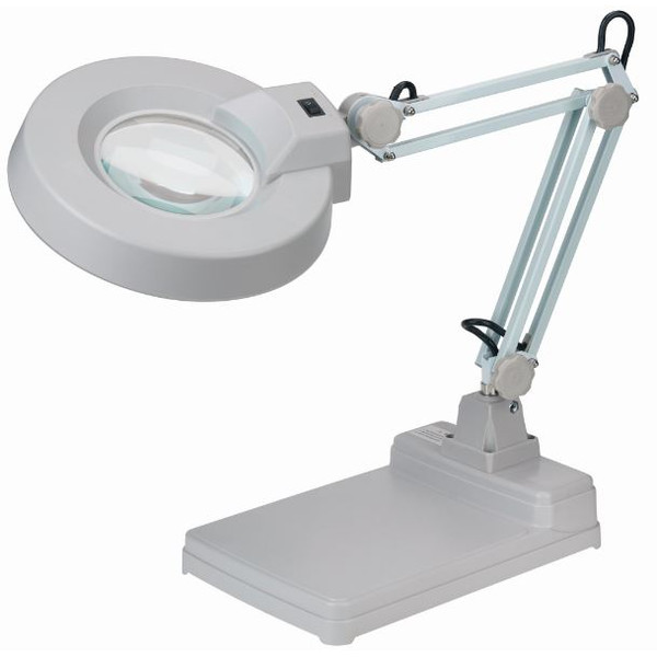 Schweizer Lampe loupe, bras articulé, pied de table, 2x/Ø125mm, biconvexe, 22W