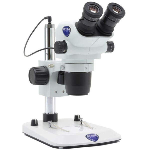 Microscope stéréo zoom Optika SZO-3, binoculaire, 6,7-45x, Statif à colonne, Lumière incidente, Lumière transmise