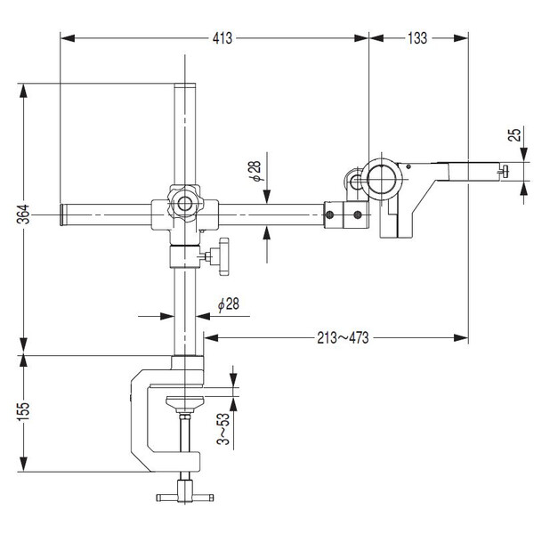 Nikon Statif à bras déporté G-US1A , 1 bras, Pince à vis ou Fixation tête