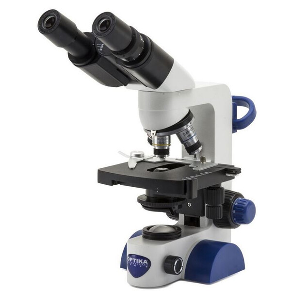Microscope Optika B-66, bino, 40-400x, LED, batterie, platine à chariot croisé
