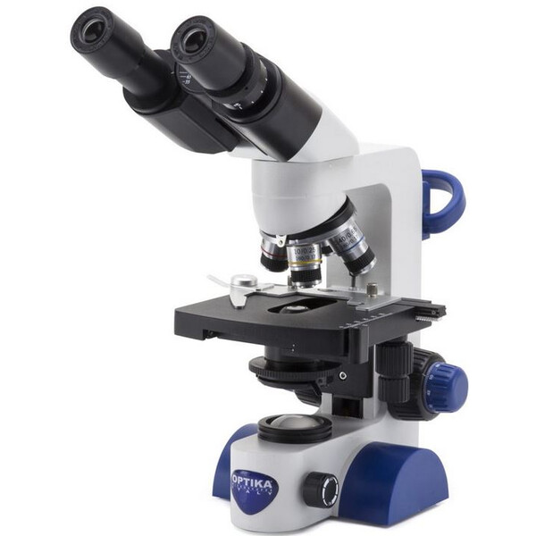 Microscope Optika B-67 , bino, 40-600x, LED, batterie, platine à chariot croisé