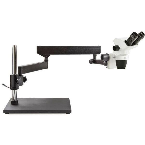 Microscope stéréo zoom Euromex NZ.1902-A, 6,7x - 45x, statif à bras articulé, plaque de statif, sans éclairage, bino