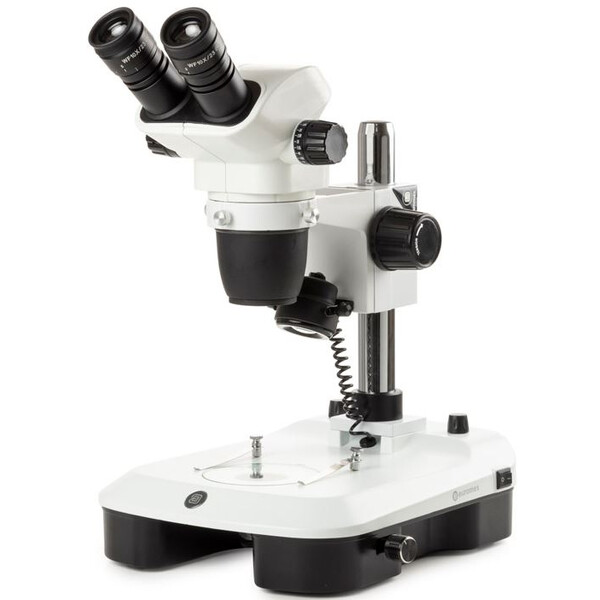 Microscope stéréo zoom Euromex NZ.1702-M, 6.5-55x, Colonne,  Lumière incidente et transmise, bino, Miroirs pour fond noir, Embryologie
