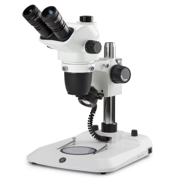 Microscope stéréo zoom Euromex NZ.1903-P, 6.7-45x, Colonne,  Lumière transmise et réfléchie, trino