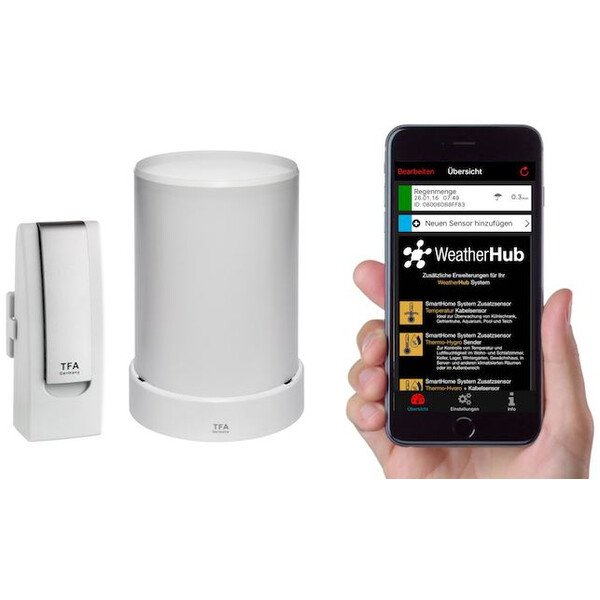 Station météo TFA Kit de démarrage WeatherHub avec pluviomètre