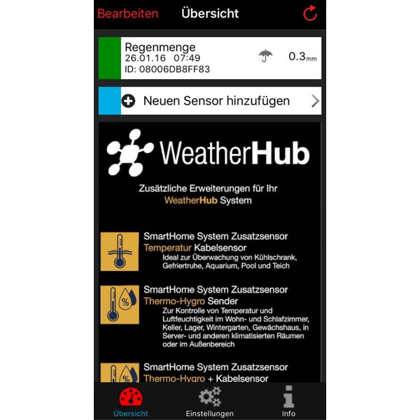 Station météo TFA Kit de démarrage WeatherHub avec pluviomètre