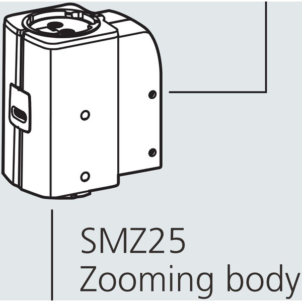 Nikon SMZ25, motorized, parallel optics, achromate, Zoom Head, bino, 6.3-157.5x, click stop, ratio 25:1, 15°