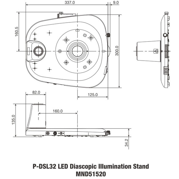 Statif à colonne Nikon P-DSL32 LED Base plate pour lumière transmise avec pilier