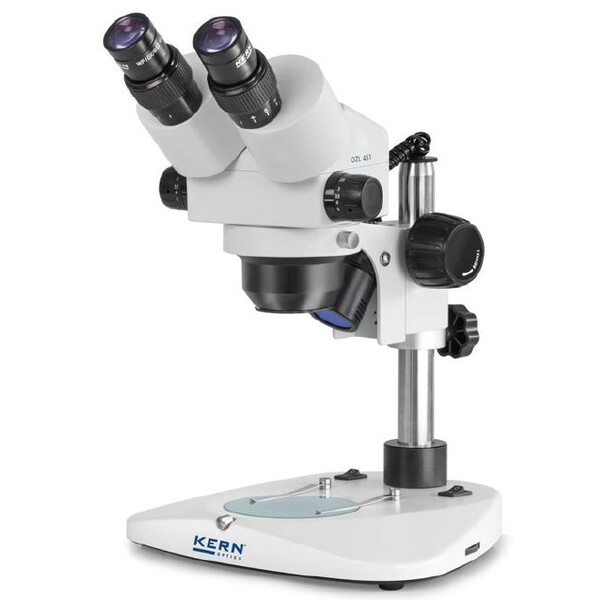 Microscope stéréo zoom Kern OZL 451, Greenough, Colonne, bino, 0,75-5,0x, 10x/23, 10W Hal