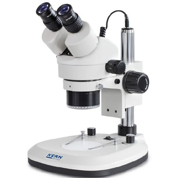 Microscope stéréo zoom Kern OZL 466, trino, annulaire, Greenough, 0,7-4,5x, HWF10x20, 3W LED