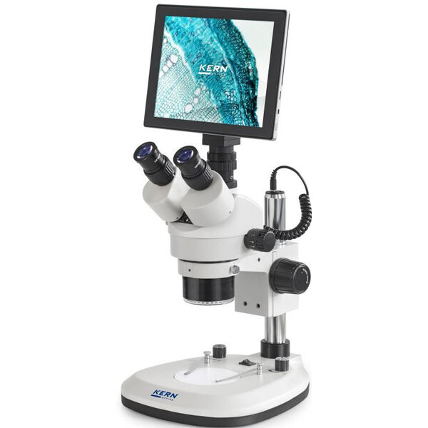Microscope Kern OZL 466C241, Greenough, Colonne, 7-45x, 10x/20, Lumière transmise, 3W LED, Caméra annulaire 5MP, USB 2.0, HDMI, WiFi, Tablet