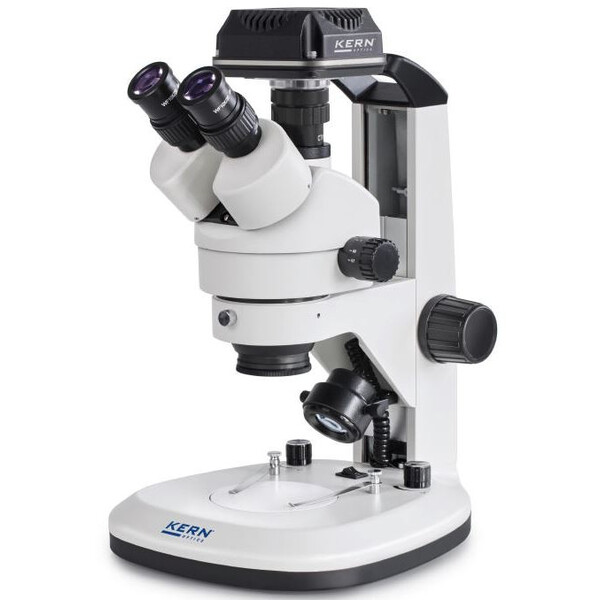 Microscope Kern OZL 468C832, Greenough, Crémaillère, 7-45x, 10x/20, Lumière transmise, 3W LED, Caméra 5MP, USB 3.0