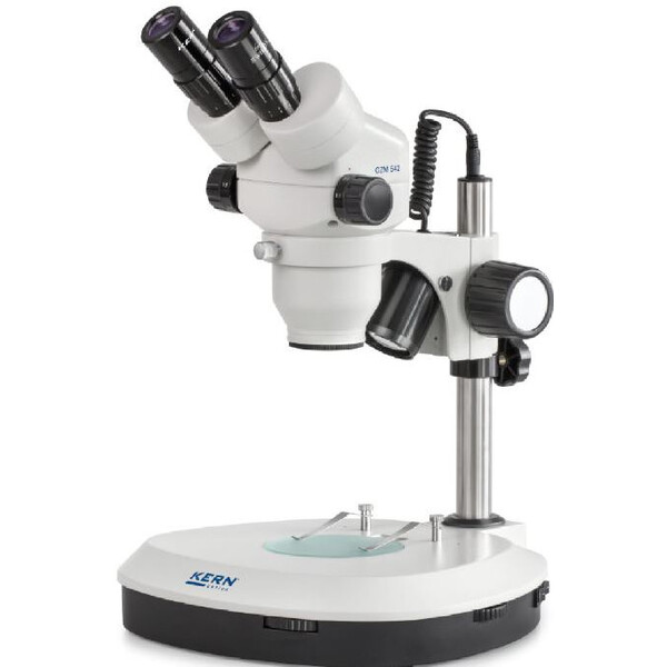 Microscope stéréo zoom Kern OZM 542, Bino, 7-45x, HSWF10x23, Lumière transmise, 3W LED