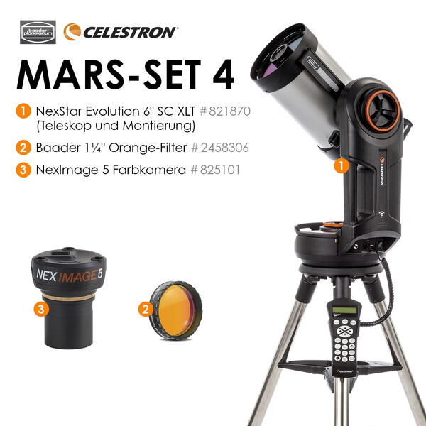 Télescope Schmidt-Cassegrain  Celestron SC 150/1500 NexStar Evolution 6 Mars-Set