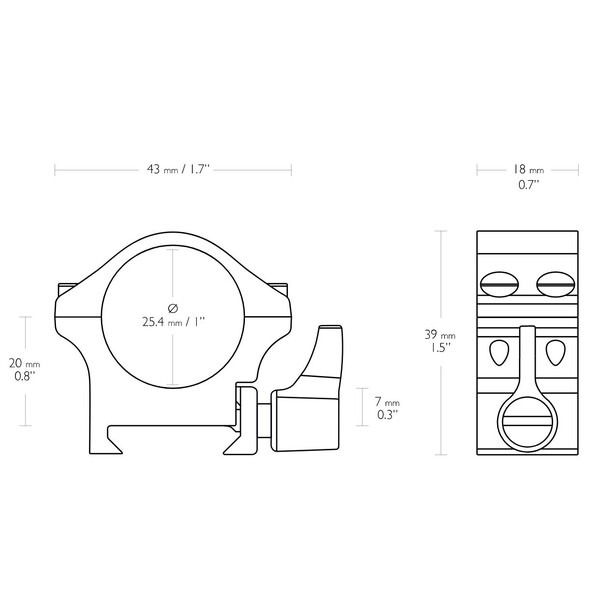 HAWKE Colliers de montage professionnels en acier Weaver 1", bas