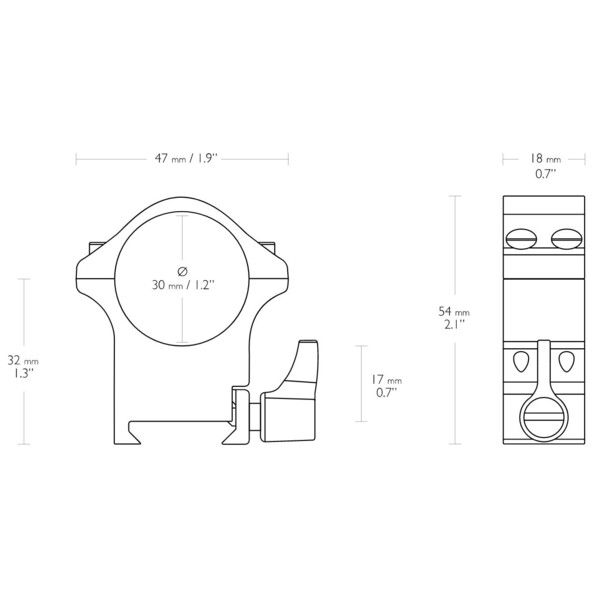 HAWKE Colliers de montage professionnels en acier Weaver 30 mm, haut