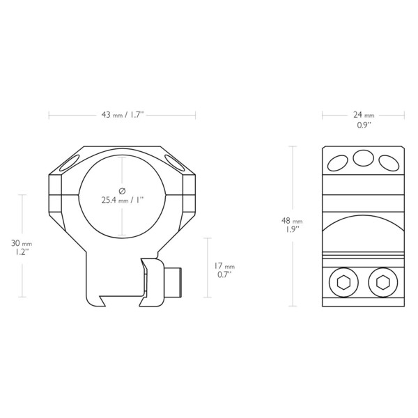 HAWKE Colliers de montage tactiques 9-11 mm, 1", haut