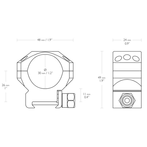 HAWKE Colliers de montage tactiques Weaver 30 mm, médium