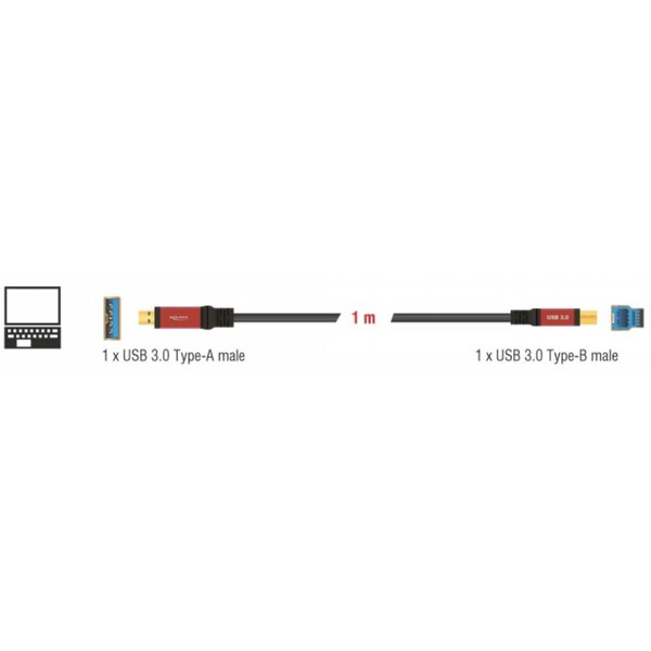 PegasusAstro Câble USB Premium 1x USB3.0 Type-B 1m
