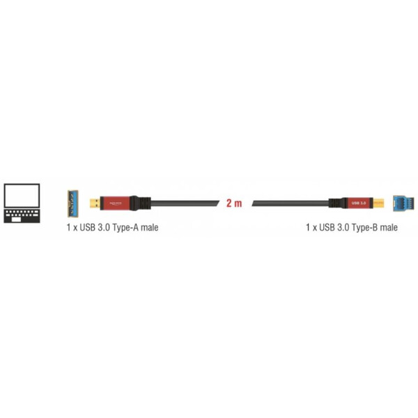 PegasusAstro Câble USB Premium 1x USB3.0 Type-B 2m