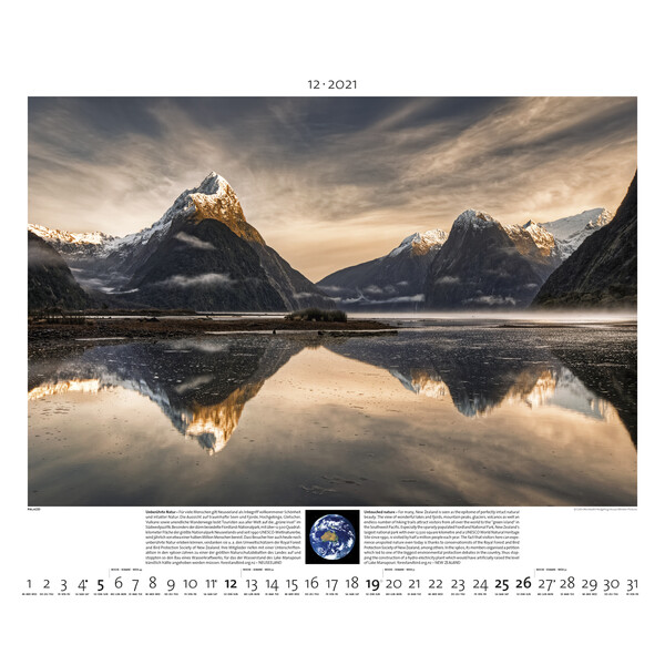 Calendrier Palazzi Verlag Planet Earth 2021