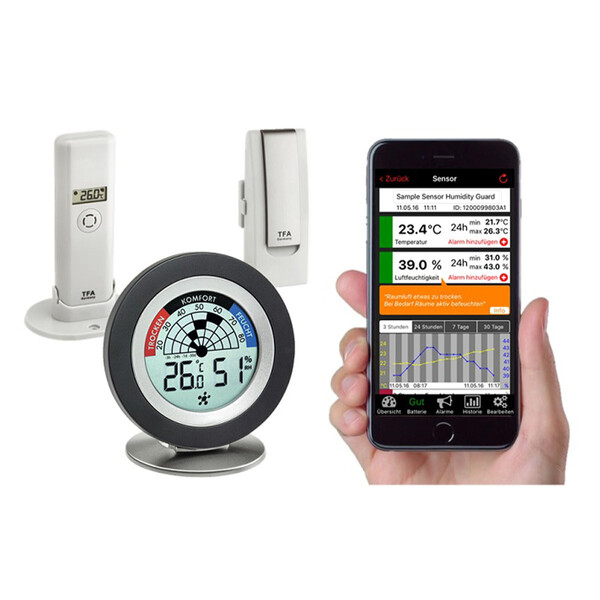 Station météo TFA Set zur Raumklimaüberwachung mit Lüftungsempfehlung WEATHERHUB COSY RADAR