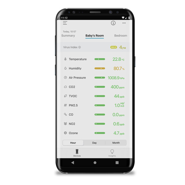 uHoo Moniteur CO2 d'air intérieur appareil de mesure avec indice virus Smarter 9en1