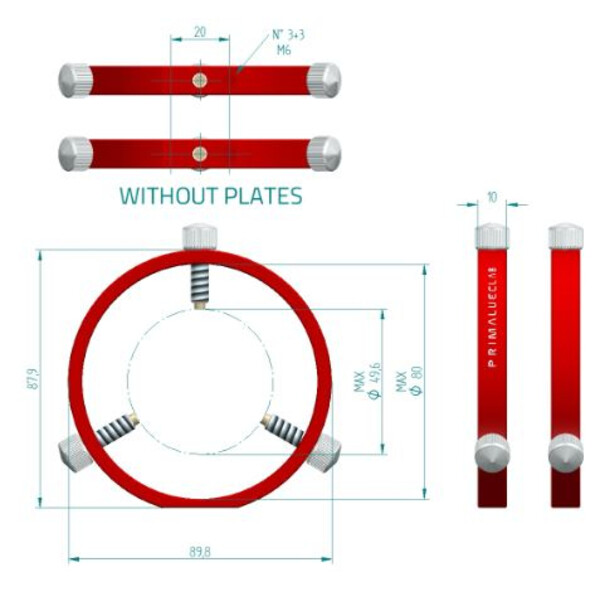 Colliers d'attache pour lunette de visée PrimaLuceLab PLUS 80mm