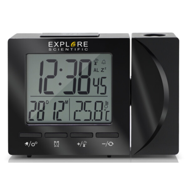 Station météo Explore Scientific Horloge radio à projection avec température intérieure