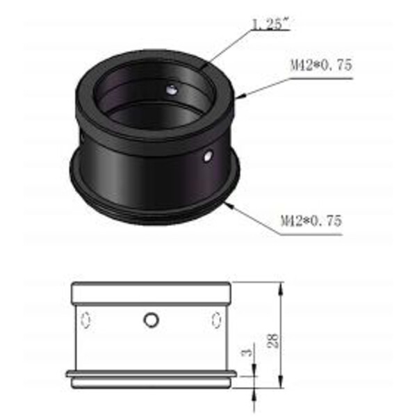 Adaptateurs ZWO Bague T2 vers 1,25"