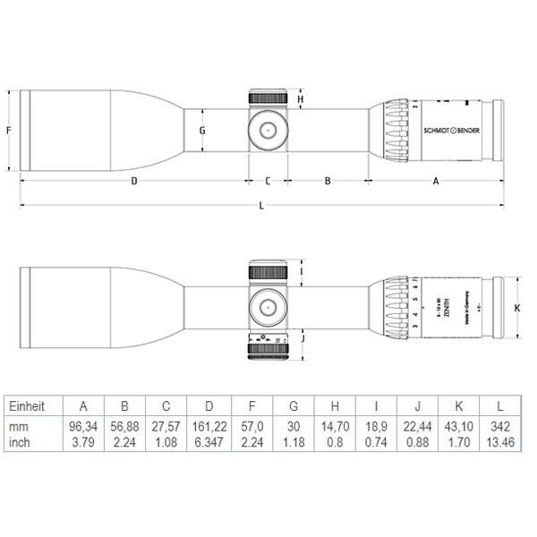 Lunette de tir Schmidt & Bender 3-12x50 Zenith Abs. FD7, 30mm, Ohne Schiene // Without rail Posicon