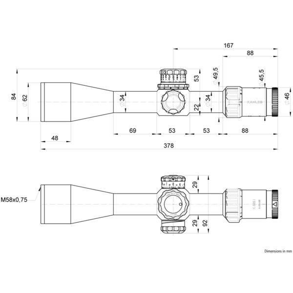 Lunette de tir Kahles K525i 5-25x56, Mil4+, cw, rechts