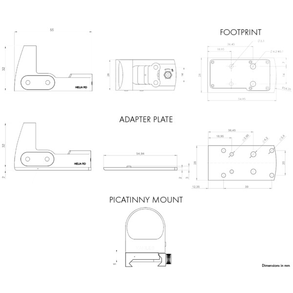 Lunette de tir Kahles Leuchtpunktvisier HELIA RD Picatinny/Weaver Mount, 2 MOA Dot