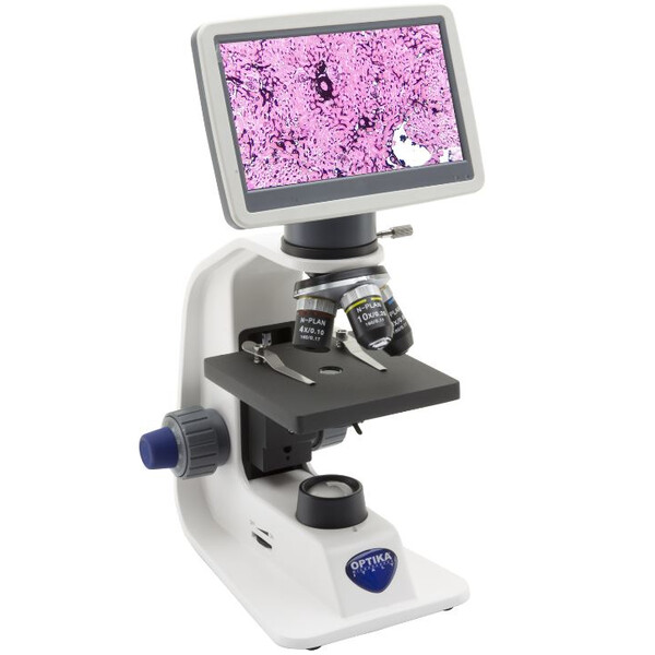 Microscope Optika B-153V, numérique, mono, DIN, HC, 40x-600x, X-LED 1W, 2 MP, 30fps, LCD